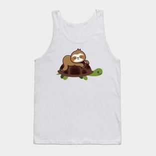 Sloth Sleeps On A Turtle Tank Top